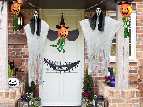 Halloween dekoráció lógó dekoráció szellem maszk sikoly csontváz fantom 90 cm