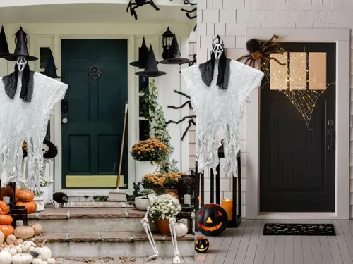 Halloween dekoráció lógó dekoráció szellem maszk sikoly csontváz fantom 90 cm