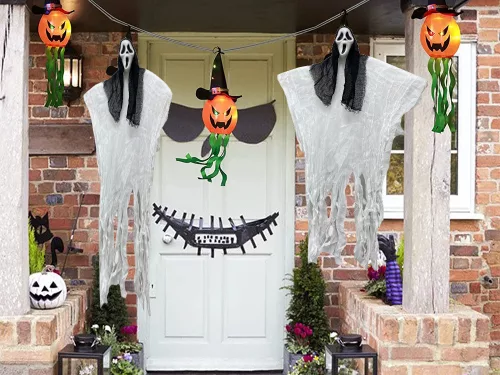 Halloween dekoráció lógó dekoráció szellem maszk sikoly csontváz fantom 90 cm