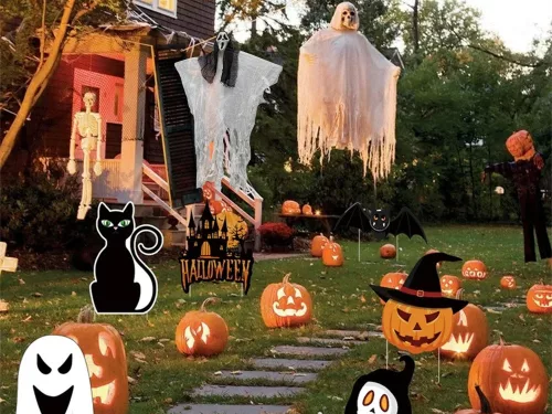 Halloween dekoráció lógó dekoráció szellem maszk sikoly csontváz fantom 90 cm