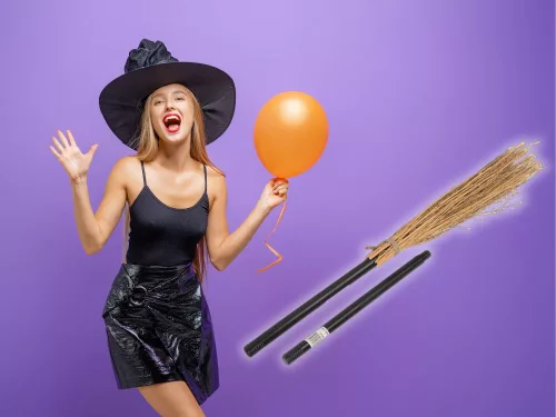 Boszorkány seprű boszorkányok boszorkányok baba yaga fekete 90cm halloweenre és karácsonyra xxl