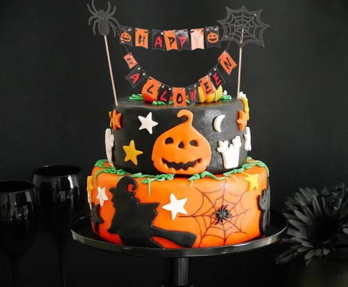 Halloween dekoráció egy torta cupcake picker topper füzér füzér papír