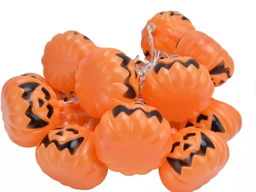Fények 10 ledes lógó tök halloween 200cm világító dekoráció tök dekoráció