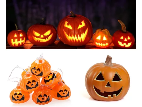 Fények 10 ledes lógó tök halloween 200cm világító dekoráció tök dekoráció