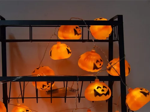Fények 10 ledes lógó tök halloween 200cm világító dekoráció tök dekoráció