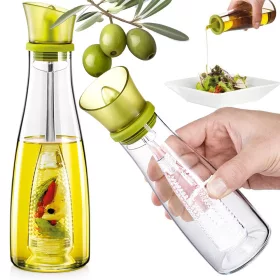 Olaj és ecet üveg adagoló gyógynövény adagolóval 0.5l
