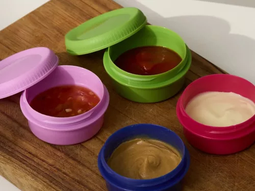 Mártogatós edények szószokhoz, mártásokhoz 80ml 8db fedeles dressing szett