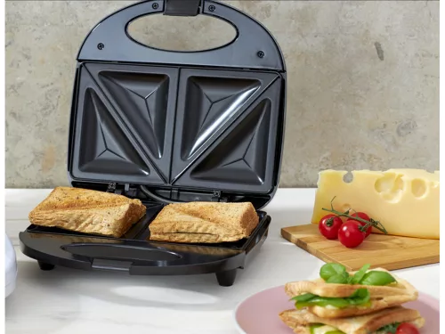 Melegszendvicssütő  750w szendvics pirítós dupla fekete