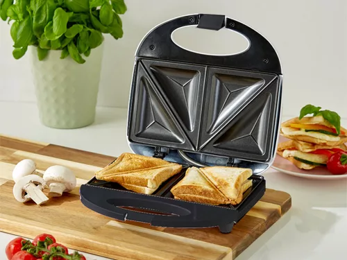 Melegszendvicssütő  750w szendvics pirítós dupla fekete