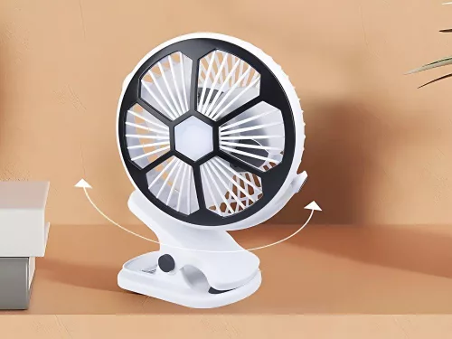 Asztali ventilátor álló csíptethető ventilátor világítással 3 újratölthető üzemmóddal