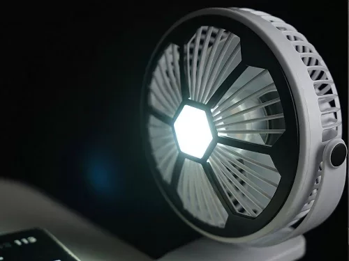 Asztali ventilátor álló csíptethető ventilátor világítással 3 újratölthető üzemmóddal
