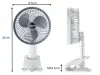 Asztali ventilátor álló klipsz 3 sebességes vezeték nélküli kézi ventilátor