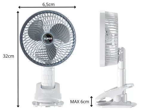 Asztali ventilátor álló klipsz 3 sebességes vezeték nélküli kézi ventilátor
