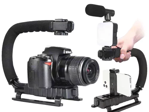 Vlogging készlet videofelvétel állvány mikrofon telefon tartója