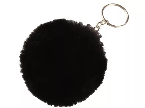 Kulcstartó medálos táska pompon szőrme tinsel kézitáskákhoz fekete