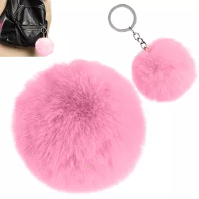   Kulcstartó medál táska pompon szőrme flitter kézitáskákhoz rózsaszín