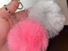 Kulcstartó medál táska pompon szőrme flitter kézitáskákhoz rózsaszín