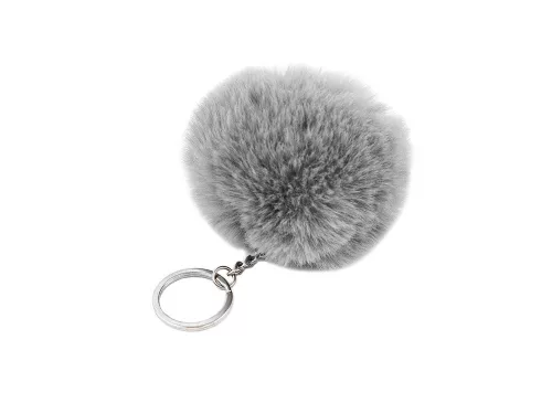 Kulcstartó medál táska pompon szőrme flitter kézitáskákhoz szürke