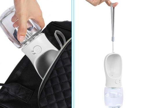 Hordozható kutyasétáltató itatótál 380ml. Fehér