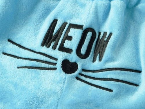 Meleg női pizsama kétrészes, kapucnival puha plüss rövid m kék