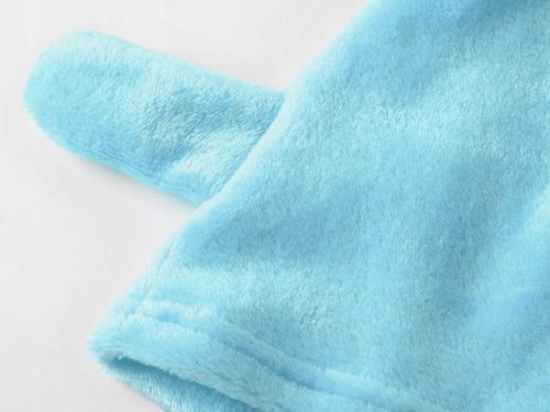 Meleg női pizsama kétrészes, kapucnival puha plüss rövid m kék