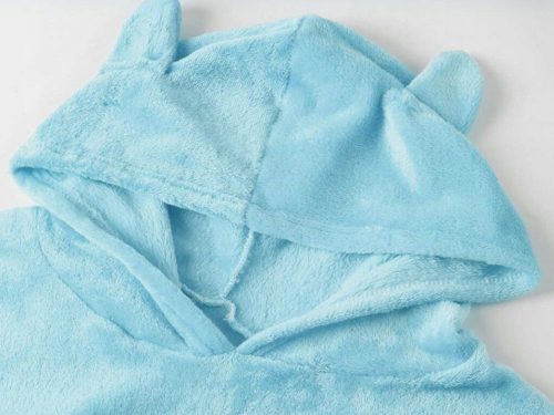 Meleg női pizsama kétrészes, kapucnival puha plüss rövid m kék