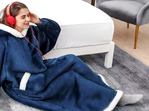 meleg pulóver takaró nagy oversize vastag puha kapucnis köpeny hosszú xxl kék