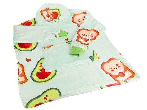 Meleg avokádó melegítő pulóver oversize takaró xxl 2in1 vastag műszőrme puha kapucnival