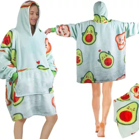   Meleg avokádó melegítő pulóver oversize takaró xxl 2in1 vastag műszőrme puha kapucnival