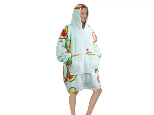 Meleg avokádó melegítő pulóver oversize takaró xxl 2in1 vastag műszőrme puha kapucnival
