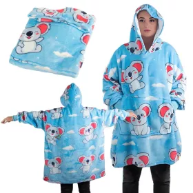   Meleg koala pulóver takaró oversize xxl 2in1 vastag szőrme puha kapucnival