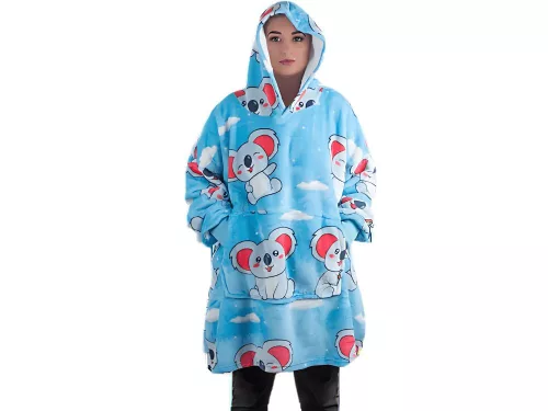 Meleg koala pulóver takaró oversize xxl 2in1 vastag szőrme puha kapucnival