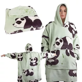   Meleg panda melegítő pulóver oversize takaró xxl 2in1 vastag szőrme puha kapucnival
