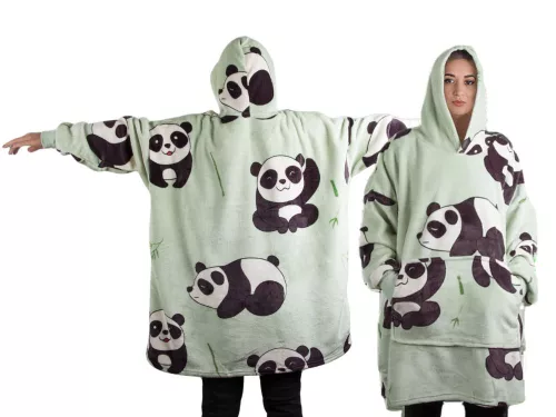 Meleg panda melegítő pulóver oversize takaró xxl 2in1 vastag szőrme puha kapucnival