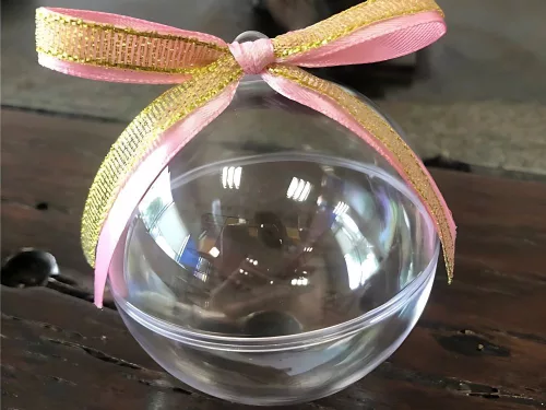 Karácsonyi dekor Akril átlátszó gömb 8cm karcmentes műanyag, 12 db