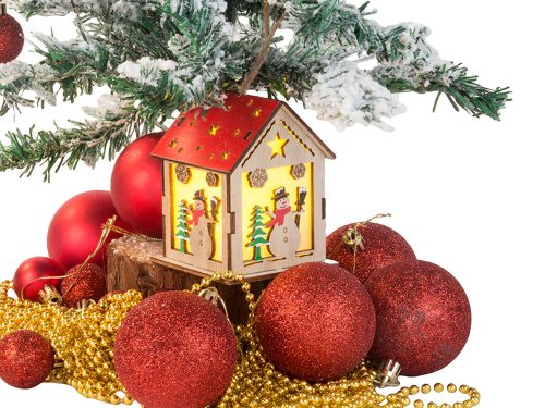 Fából készült lógó lámpás karácsonyfára, világításra, hóember karácsonyi dekorációra