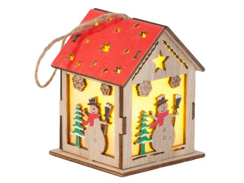 Fából készült lógó lámpás karácsonyfára, világításra, hóember karácsonyi dekorációra