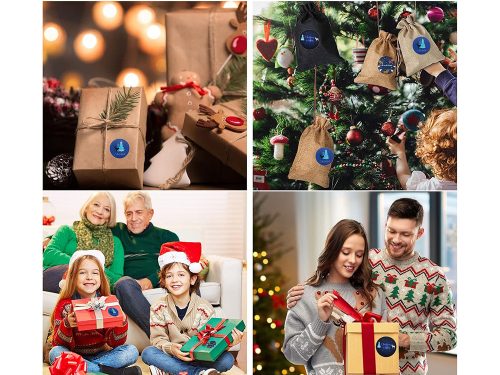 Színes karácsonyi dekoratív matricák egy tekercs 500 boldog karácsonyi darabot