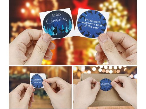 Színes karácsonyi dekoratív matricák egy tekercs 500 boldog karácsonyi darabot