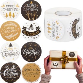   Színes karácsonyi dekoratív matricák egy tekercs 500 boldog karácsonyi darabot