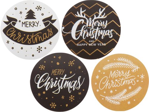 Színes karácsonyi dekoratív matricák egy tekercs 500 boldog karácsonyi darabot