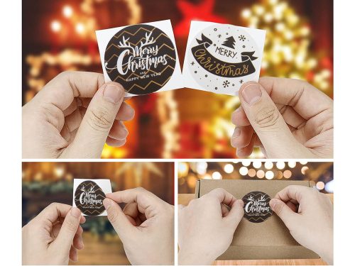 Színes karácsonyi dekoratív matricák egy tekercs 500 boldog karácsonyi darabot