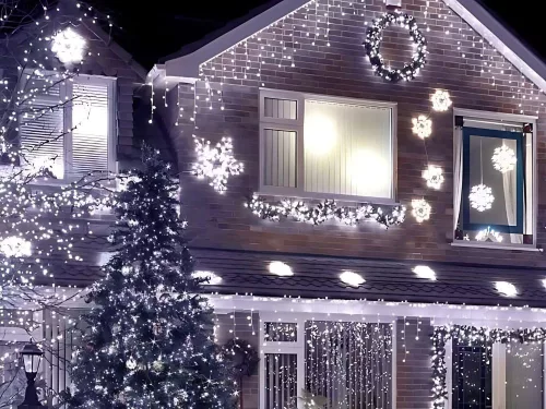 Fények fény függöny karácsonyi füzér dekoráció 500 led hideg ip44