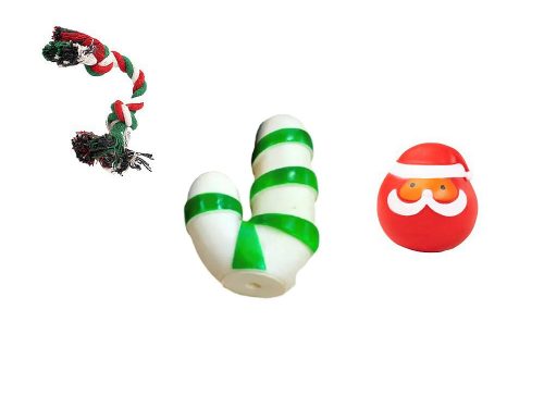 Kutyajáték szett, rágó, 3 db, mix, karácsonyi ajándék játék