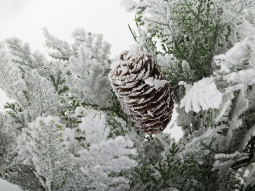 Műkarácsonyfa hóval, kicsi, 45 cm, dekoratív íróasztalhoz, asztalhoz, vastag hóval