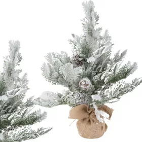   Műkarácsonyfa hóval, kicsi, 45 cm, dekoratív íróasztalhoz, asztalhoz, vastag hóval
