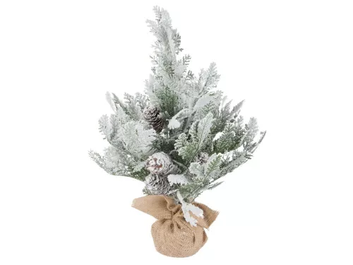 Műkarácsonyfa hóval, kicsi, 45 cm, dekoratív íróasztalhoz, asztalhoz, vastag hóval