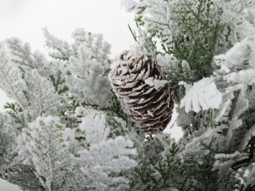 Műkarácsonyfa hóval, kicsi, 45 cm, dekoratív íróasztalhoz, asztalhoz, vastag hóval