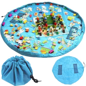   Geantă de jucării Playmat, organizator de podea pentru depozitarea jucăriilor, albastru