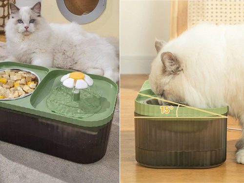 Automata macskaitató kutya itató, zöld